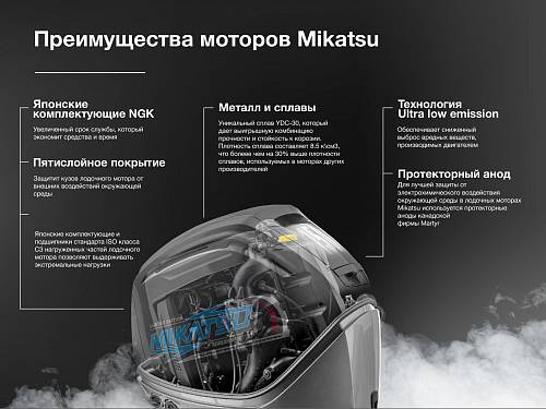 Фото 2-х тактный лодочный мотор Mikatsu M110FEL-T от интернет-магазина Vextreme.