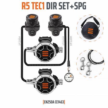 Комплект регулятора TecLine R5 TEC1 DIR + SPG (первая ступень + вторая ступень + манометр) от интернет-магазина Vextreme.
