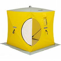 Палатка зимняя утеплённая Куб Helios 1,5х1,5, жёлтый/серый (HS-ISCI-150YG) от интернет-магазина Vextreme.