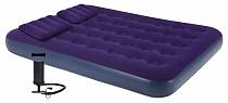 Кровать + насос + 2 подушки Relax Flocked with 2 Pillows & Handpump Double, 191х137х22 см, синий от интернет-магазина Vextreme.