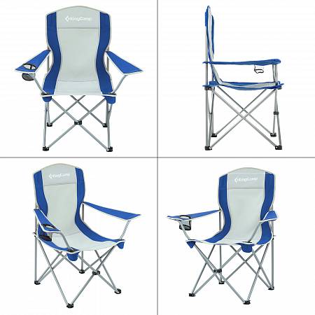 Фото Кресло складное KingCamp 3818 Arms Chair, cталь, 84x50x96 см, сине-серый от интернет-магазина Vextreme.